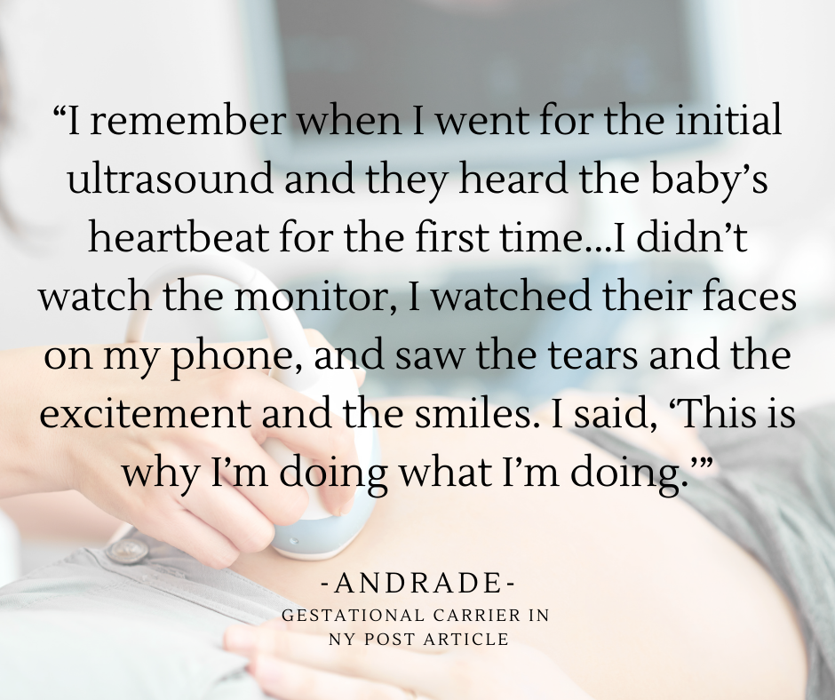 “I remember when I went for the initial ultrasound and they heard the baby’s heartbeat for the first time...I didn’t watch the monitor, I watched their faces on my phone, and saw the tears and the excitement and.png